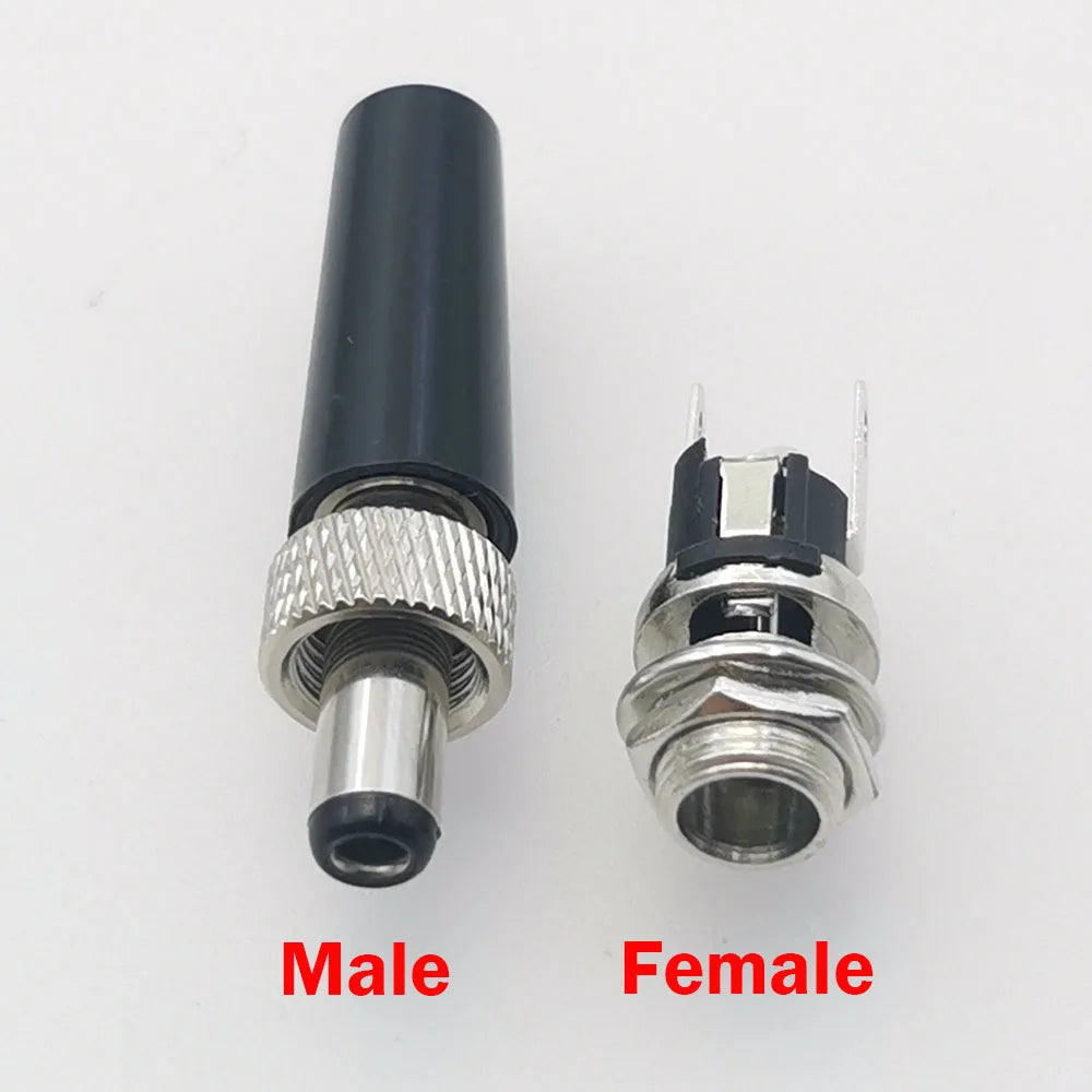 1pc 5.5 X 2.1 2.5MM Screw Locking DC Power Connector Female Plug & Metal Panel Mount Socket Locable Secure Standard Plug Socket
