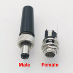 1pc 5.5 X 2.1 2.5MM Screw Locking DC Power Connector Female Plug & Metal Panel Mount Socket Locable Secure Standard Plug Socket