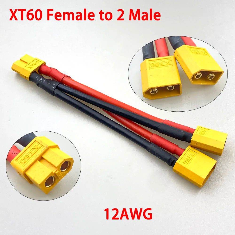 XT60 XT90 T Plug Parallel Battery Connector Male/Female Double Extension Cable Y-Divider/RC Battery Motor3-Way 10AWG 12AWG 14AWG