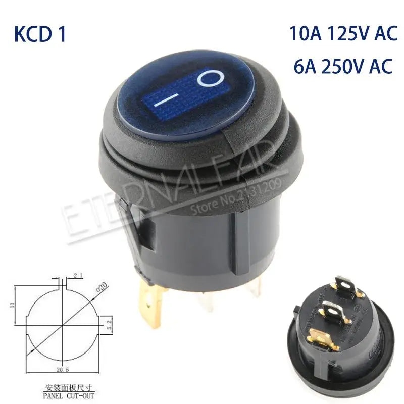 KCD1 KCD2 KCD4 KCD6 On Off 10A 16A 20A 125V 250V AC Heavy Duty DPST Sealed Waterproof Auto Boat Marine Toggle Rocker Switch with