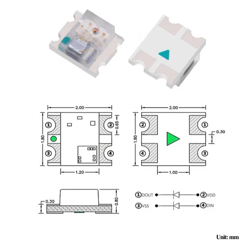 Ws2812b 5v Ws2812 5050 3528 4020 1204 1209 0807 2020 Mini Smd Led Chip Addressable Digital Pixel Rgb Full Color Led Diode Lamp