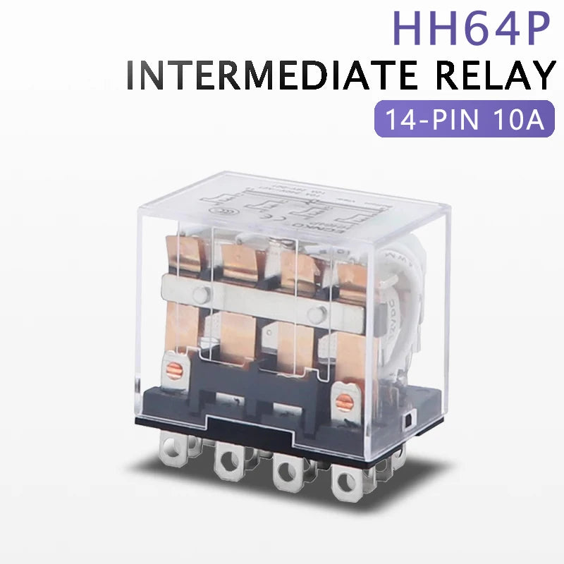 2PCS Miniature Coil General Electromagnetic Intermediate Relay Switch HH52P 53P 54P 62P 63P LED 12/24VDC 110/220VAC