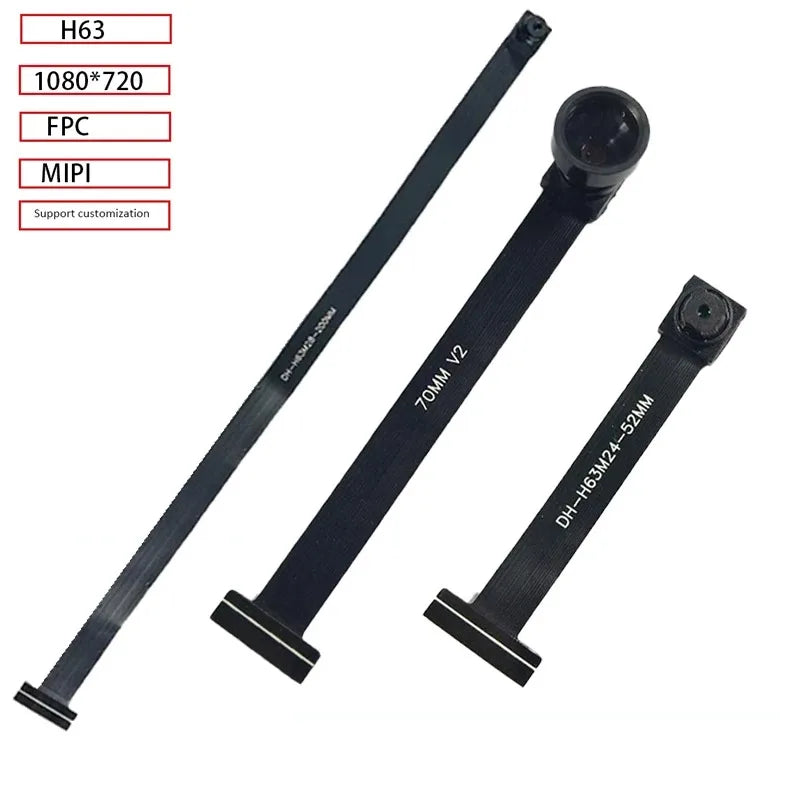 1280x720 H63 Mipi Camera Module FF 80 Degrees 1MP HD 24/28 Pin 1/4 Lens MIPI SPI DVP Interface 52/70/200MM Length