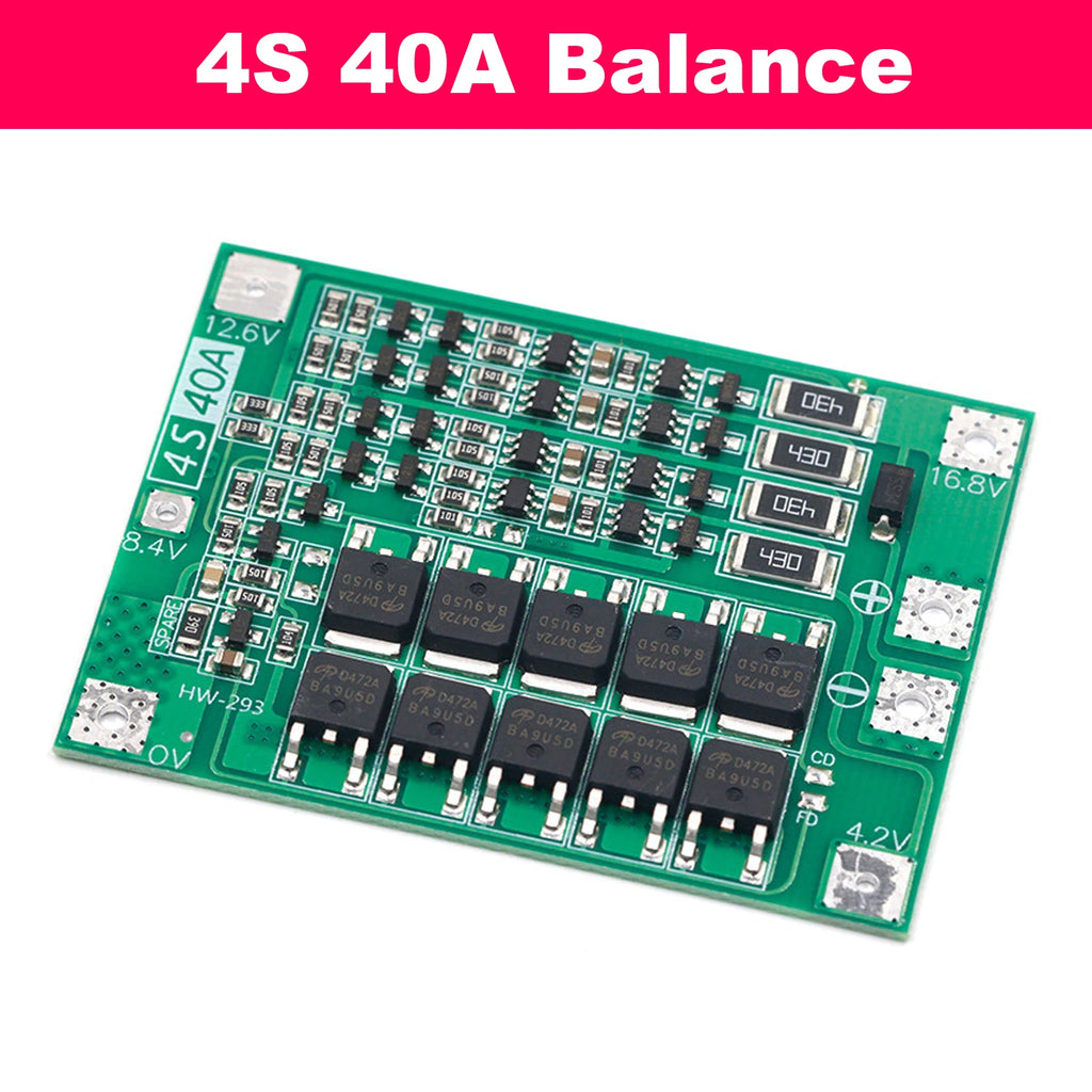 3S 4S 40A 60A 18650 Lithium Battery Protection Board BMS 12.6V 16.8V Overcharge Overdischarge Protection for Drill