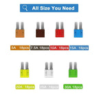 35/56/70/84/100/105/126pcs Micro 2 Blade Fuse Assortment Kit for Truck Replacement with Fuse Puller(5A,7.5A,10A,15A,20A,25A,30A)