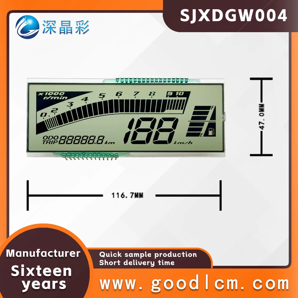 LCD Screen for Electric Motorcycle Segment Display GW004 HTN Positive 4.5V LCD 7 Monochrome Custom Segment LCD Display