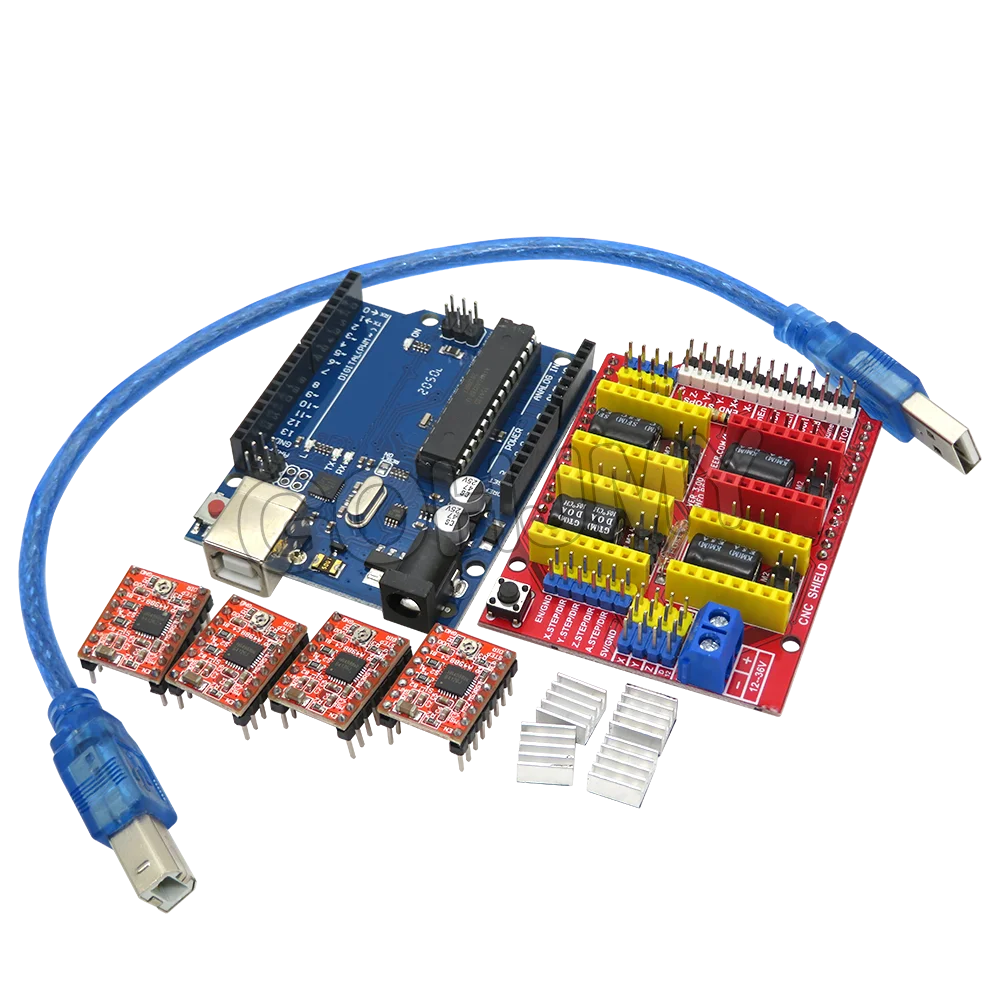 CNC Shield DRV8825 V3 V4 Engraving Machine 3D Printer/ A4988 Driver Expansion Board For Arduino + NANO 3.0 UNO R3 With USB Cable