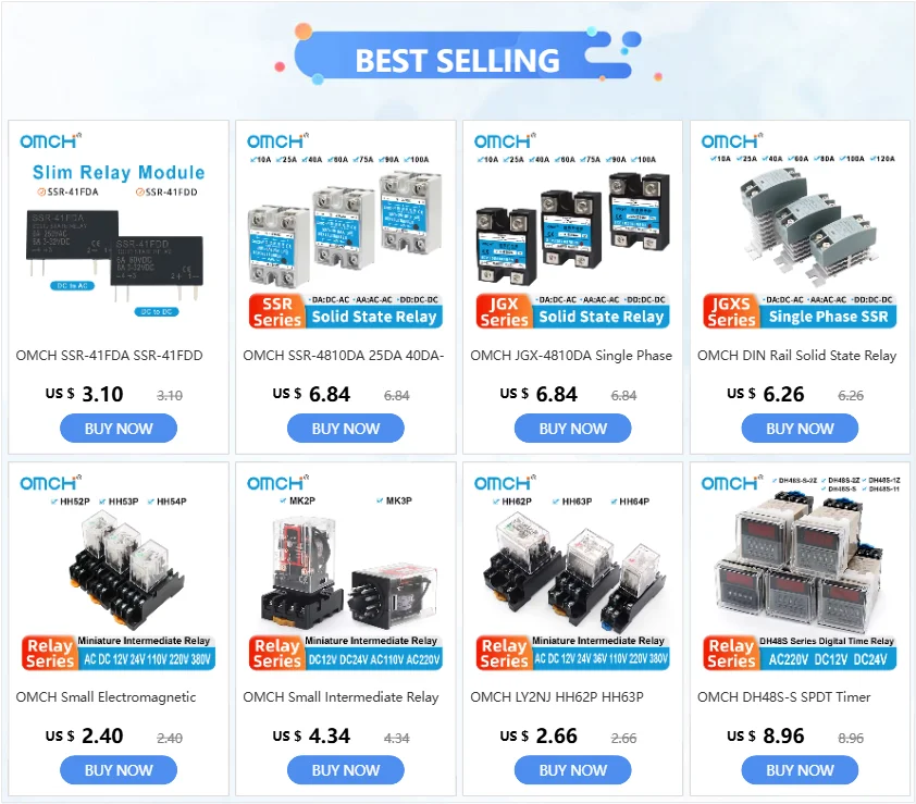 OMCH DIN Rail SSR Solid State Relay With Aluminum Heat Sink DA AA DD 3-32VDC 10A 25A 40A 60A 80A 100A 120A Single Phase Control