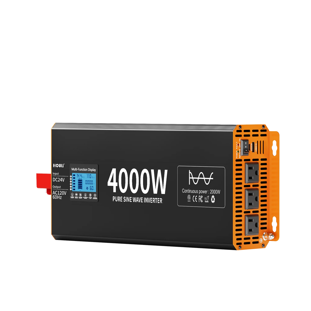 Pure Sine Wave Inverter DC to AC 12V 24V to 120V 4000W 3000W 2000W 60Hz High Power Inverter LCD Display Car Solar Inverter