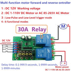 30A Motor Controller Relay Board 12V DC AC Forward Reverse Switch with Automatic Delay Timer
