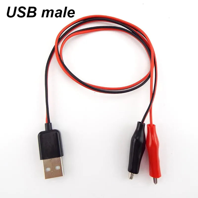 USB Alligator Clips Crocodile Wire Male Female to USB Tester Detector DC Voltage Ammeter Capacity Power Meter Monitor M20