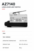 TEZUO AZ7140 IP44 Long Lever Limit Switch Micro Travel Switch for Industrial Automation