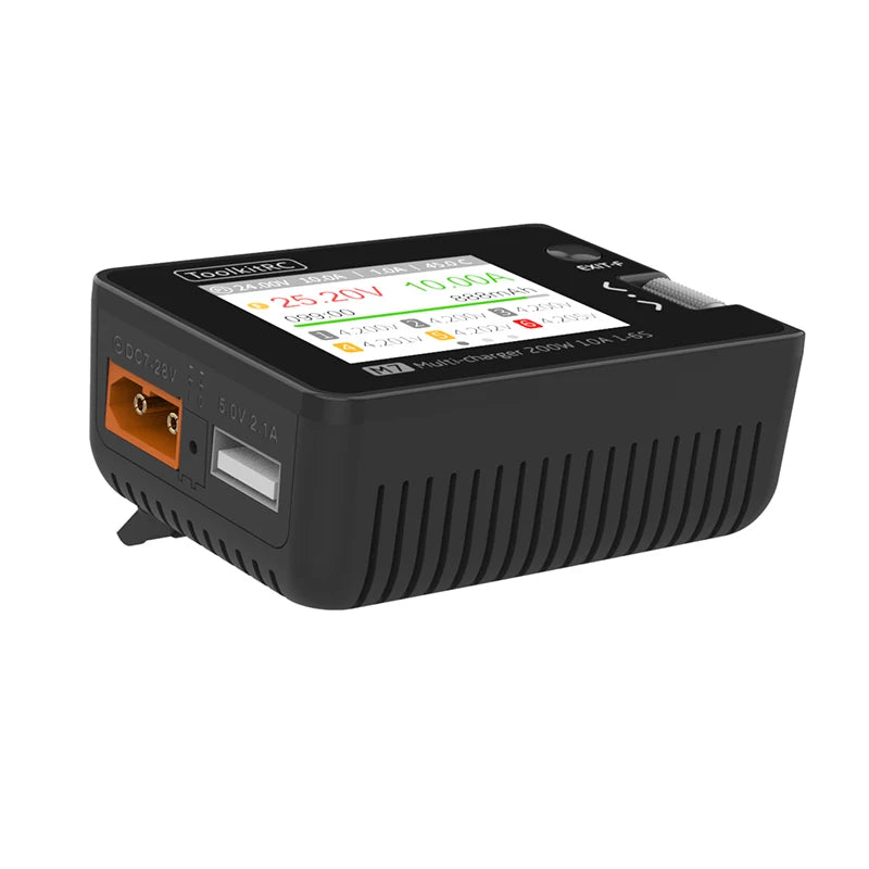 ToolkitRC M7 200W 10A Lithium Battery Balance Charger Discharger 1-6S Lipo With Voltage Servo Checker ESC Receiver Signal Tester