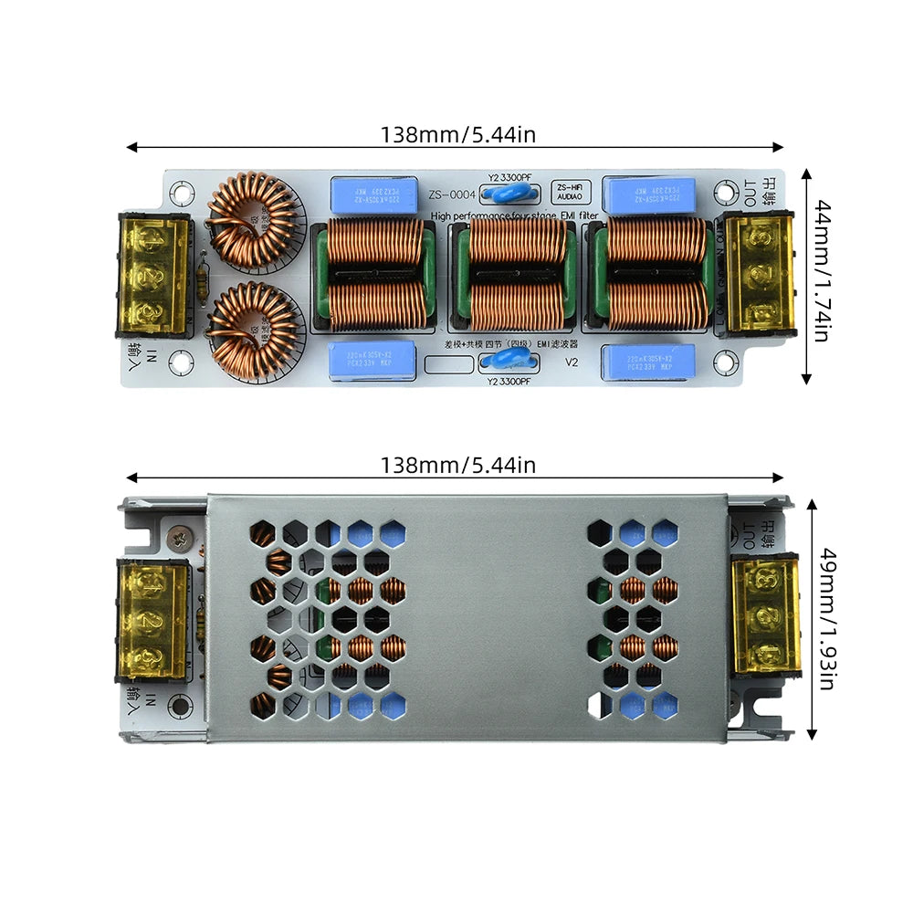 10A AC EMI Filter 110-250V Single-phase EMI Electromagnetic Interference Filter Audio Switching Power Supply Ripple Filter