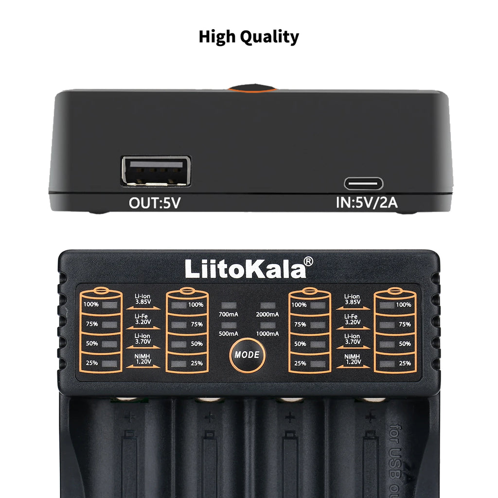 LiitoKala Lii-402 Universal Smart Battery Charger Compatible with Multiple Sizes Including 18650, 26650, 18500 Batteries