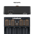 LiitoKala Lii-402 Universal Smart Battery Charger Compatible with Multiple Sizes Including 18650, 26650, 18500 Batteries
