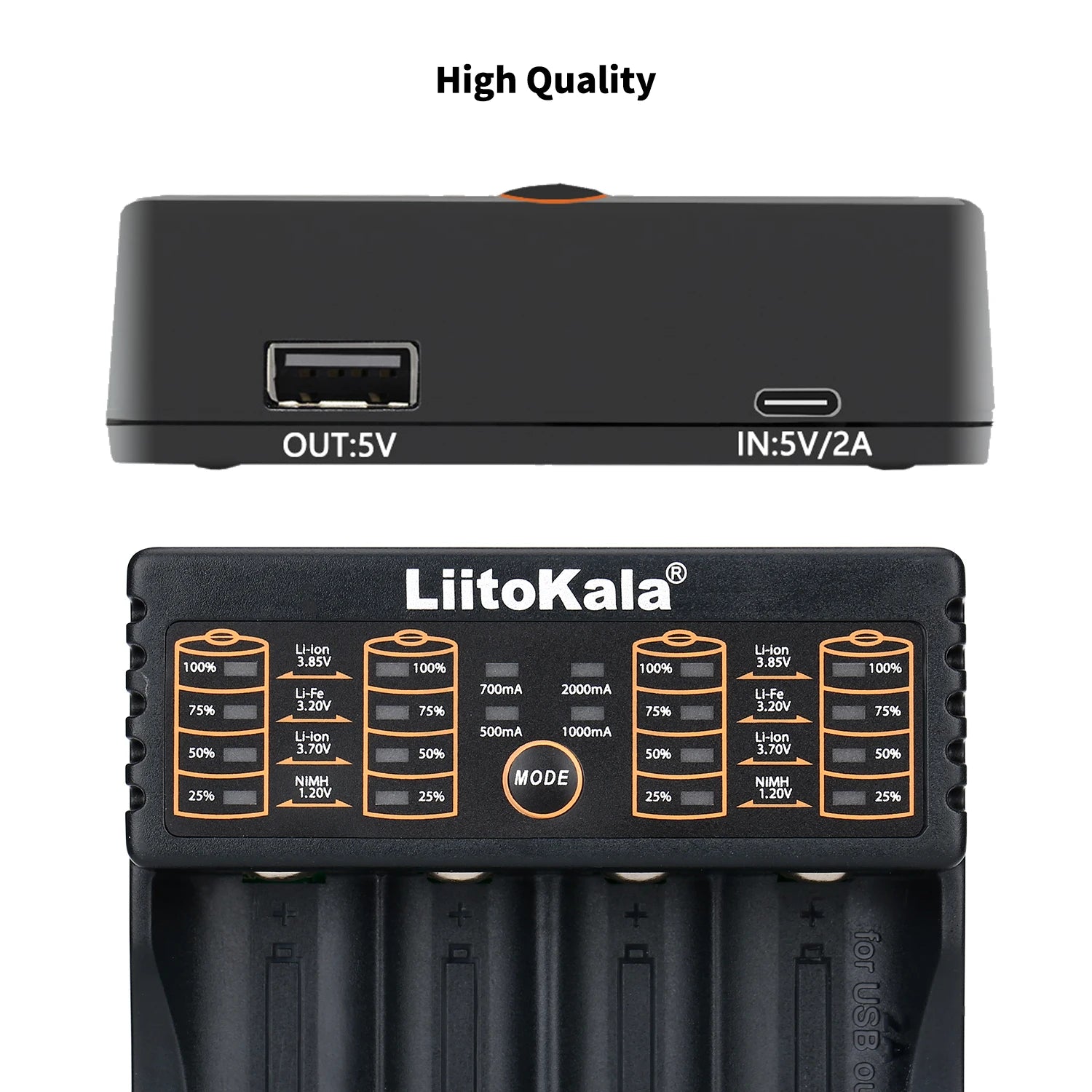 LiitoKala Lii-402 Universal Smart Battery Charger Compatible with Multiple Sizes Including 18650, 26650, 18500 Batteries