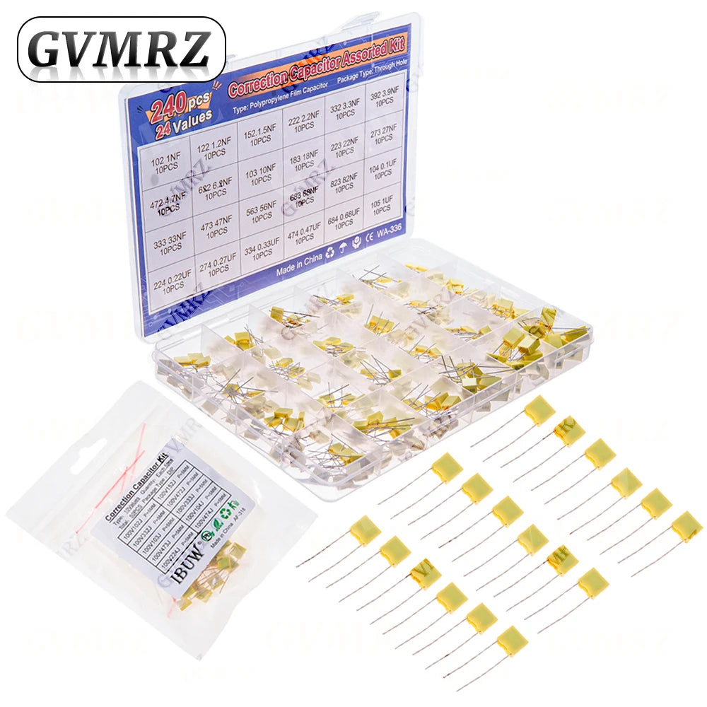 Polypropylene Safety Plastic Film kit 100nf 220nf 10nf 47nf 22nf 1nf 0.47uf 0.1uf 330nf Correction capacitor