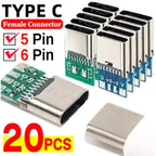 20-1pcs 5/6Pin Type C Female Connectors Usb Electric Terminals Welding DIY Data Cable Support PCB Board Jack Equipment Repair
