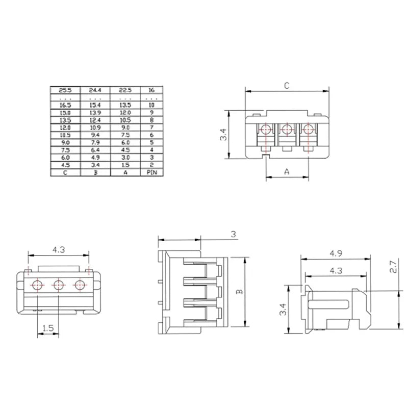 20 Sets JST ZH 1.5mm Pitch Wire-to-Board Connector Kit, Male/Female Housing & Terminals (2-10 Pin) for DIY Electronics