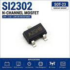 (100 pcs) SI2302 SOT-23/SOT-23-3 (Marking A2SHB) - N-Channel MOSFET 20V 2.2A-2.8A