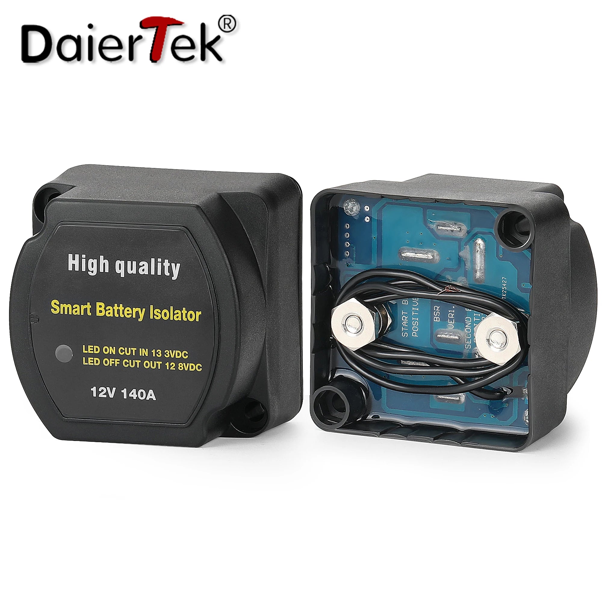 DaierTek Dual Battery Smart Isolator 12V 140A Voltage Sensitive Split Charge Relay VSR Car Accessories Relay VSR for Camper