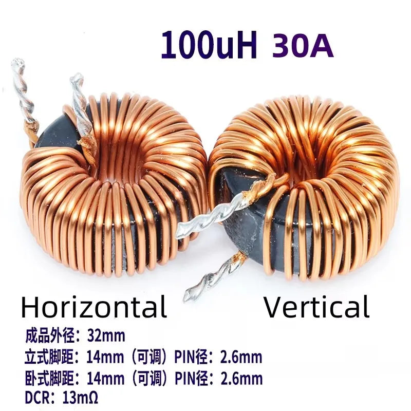 1Pcs High Current Magnetic Ring Inductor 106125-10uH 22uH 33uH 47uH 68uH 100uH Energy Storage Inductor Ring Inductor Choke Coil