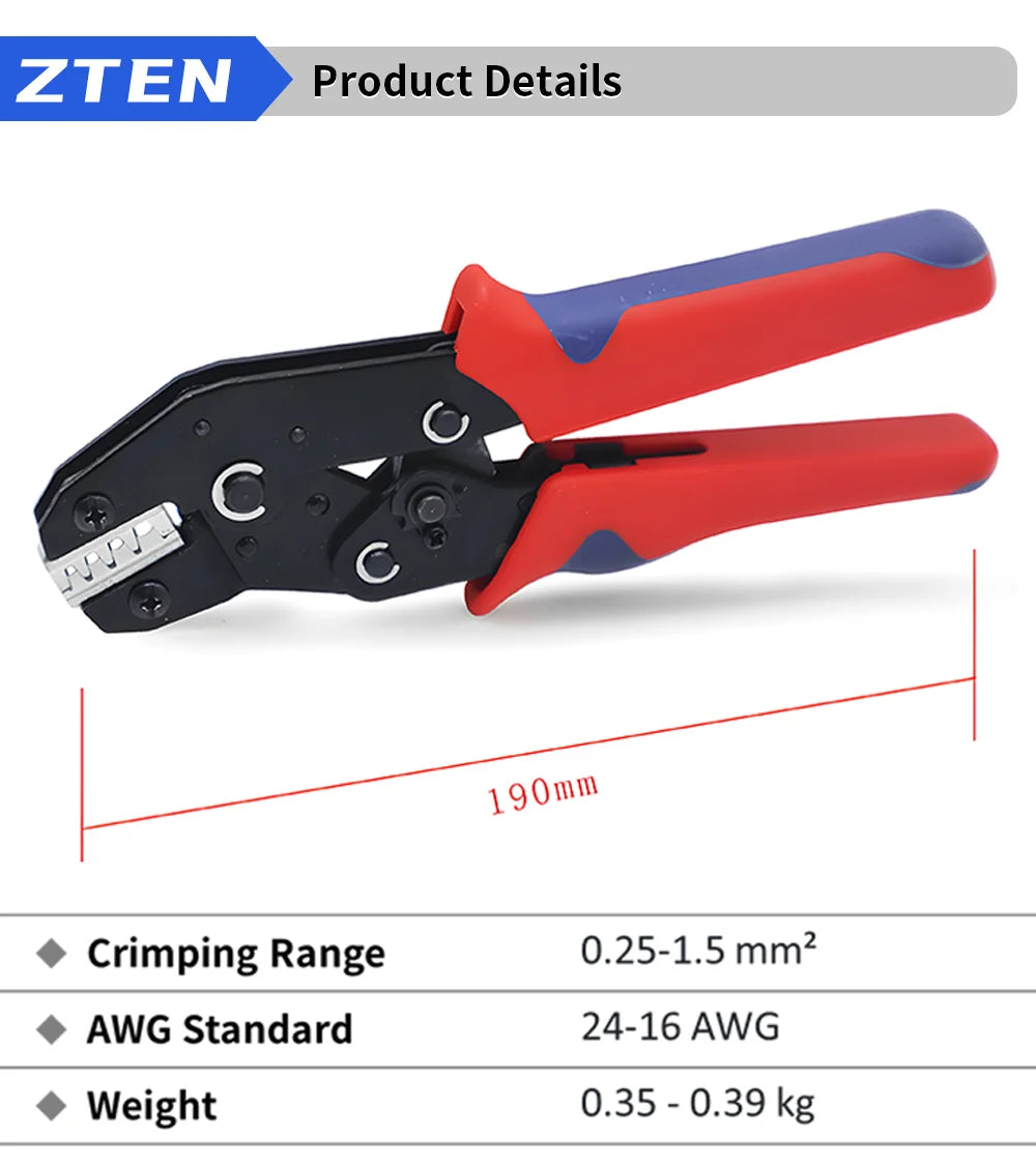 Electrician Pressed Pliers Crimping Tool with Interchangeable Dies Ratcheting Wire Crimper for Electrical Terminals Connector