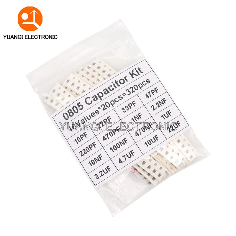 320PCS 720PCS 0603 0805 1206 SMD Capacitor Assorted Kit 16/36/50Values 1PF - 10UF Capacitance Set 100NF 0.1UF 1UF 2.2UF 4.7UF