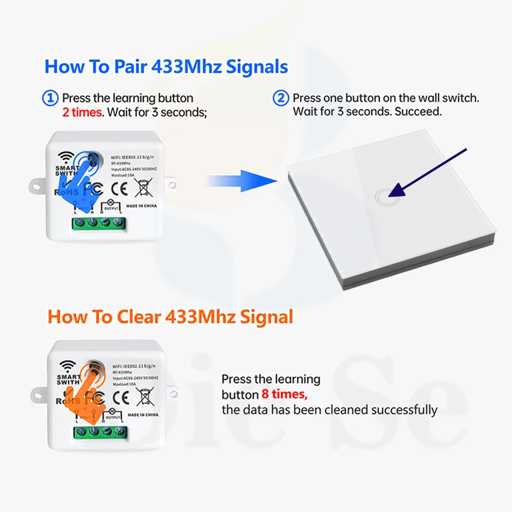 Diese 86 Switch Panel ON/OFF Touch Switch Wireless Light Switch 433Mhz Remote Control ,AC 85V~240V 10A Interruptor for Lighting