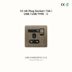 Avoir Bronze Brushed Toggle Switch 1-4 Gang 2 Way Metal Lever Wall Light Switches Standard Plug Adapter Electric Socket With Usb