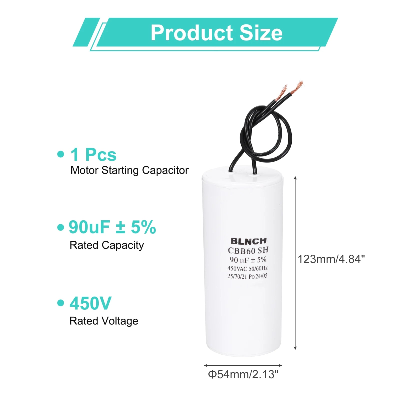 1/2Pcs CBB60 Running Capacitor 3-100uF 450V 2 Wire Electric Air Compressor Motor Run Starting Capacitor for Washing Machine