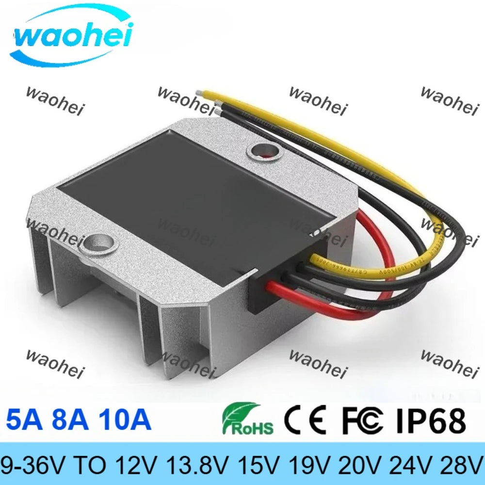 9-36V to 12V 13.8V 15V 19V 20V 24V 28V DC to DC Buck-Boost Voltage Stabilizer 9-36V to 12V Power Converter 12V Battery Regulator