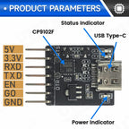 CH9102F CP2104 Downloader Module Chip Program Burning for ESP32 MINI 7Pin TYPE-C USB to UART RS232 RS485 Serial Port Download