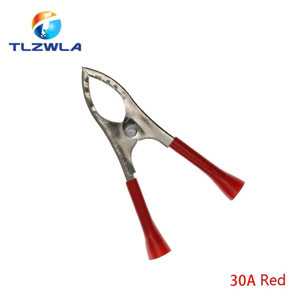 2PCS 30A 50A 100A Car Alligator Clips Battery Clamps Crocodile Clip Red Black Positive Negative 75MM 80MM 90MM length Red Black