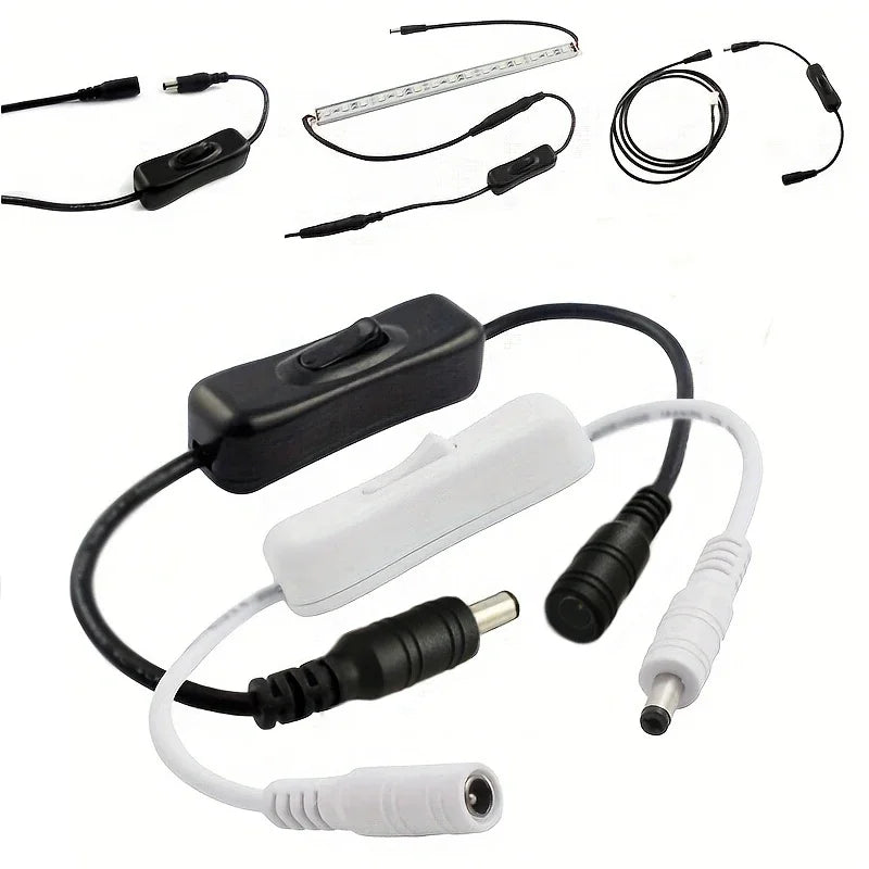 1Pc Inline 304 Switch On Off with Female Male Power Cable 5.5x2.1mm DC Connector Switch 5V 12V 24V for LED Strip Light