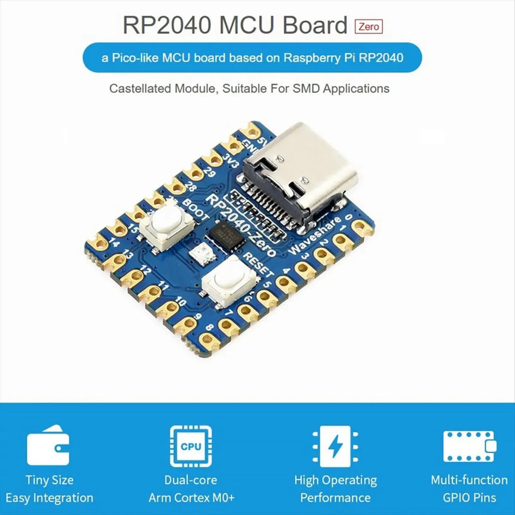 *ABDH RP2040-Zero Microcontroller Development Board for Raspberry Pi RP2040 Dual-Core Cortex M0+ Processor 2MB Flash 10Pcs