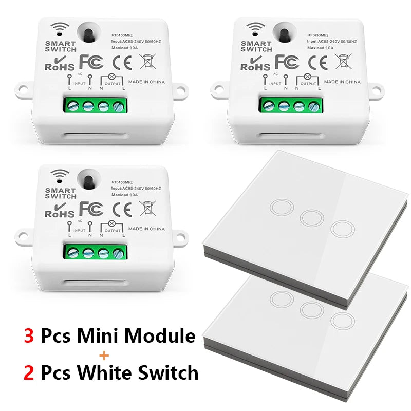 Diese 86 Switch Panel ON/OFF Touch Switch Wireless Light Switch 433Mhz Remote Control ,AC 85V~240V 10A Interruptor for Lighting