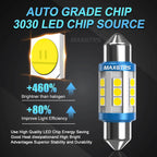 2x C5W LED Bulb CANBUS 12V Festoon 31mm 36mm 41mm C10W Car Interior Light License Plate Reading Lamp 3030 SMD 6000K White 12V