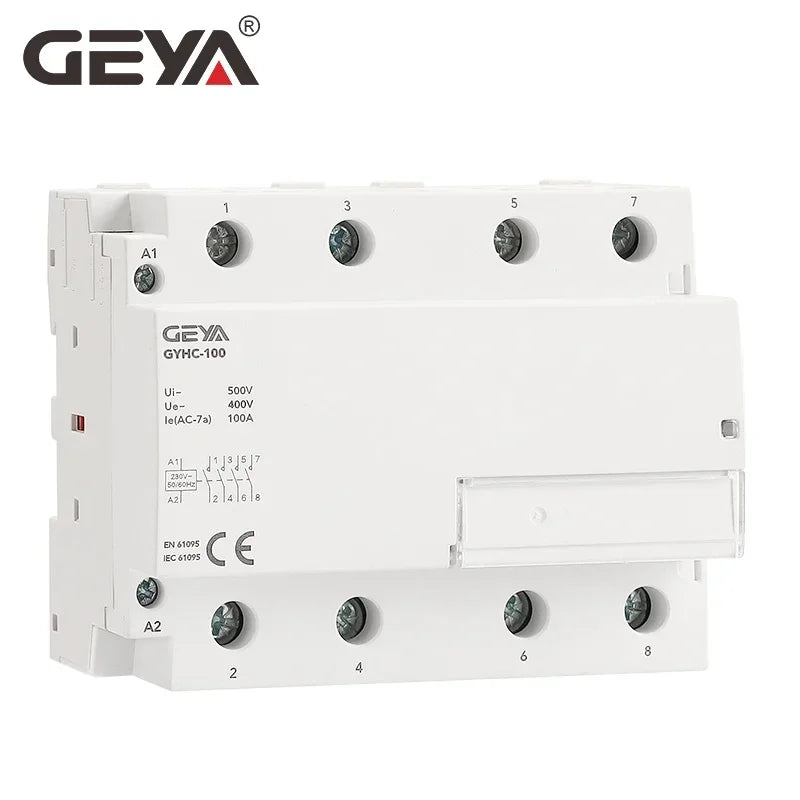 GEYA GYHC 4Pole 100A Modular Contactor 4NO 2NO2NC 3NO1NC 220V Automatic Household Contactor 100A Din Rail Type