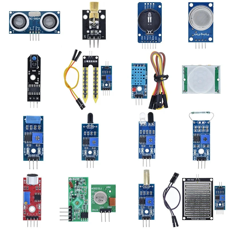 TZT Raspberry pi 2 3 the sensors module package HC-SR04 HC-SR501 DHT11 DS3231 KY-008 Sound Rain Soil sensors for arduino kit