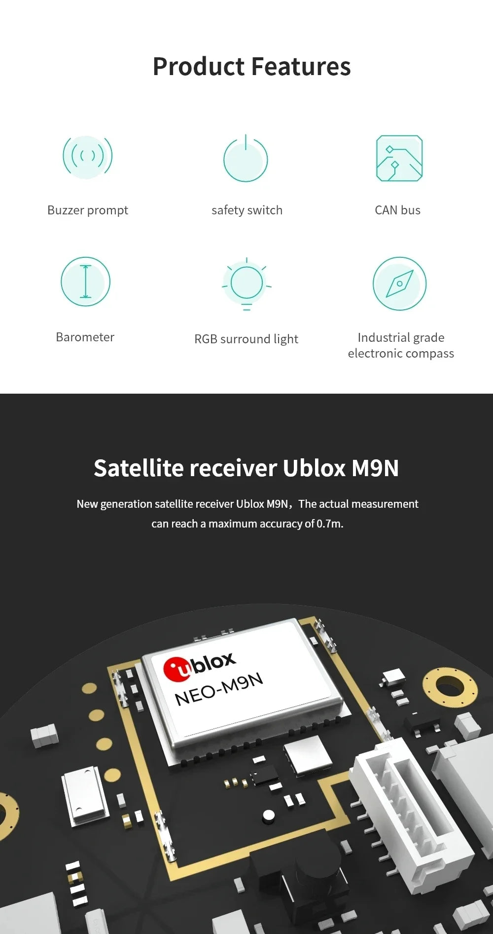 CUAV NEO 3 PRO GNSS Module, M9N GPS, Compatible with Pixhawk Flight Controller, Support PX4 & ArduPilot Open Source Firmware, RC