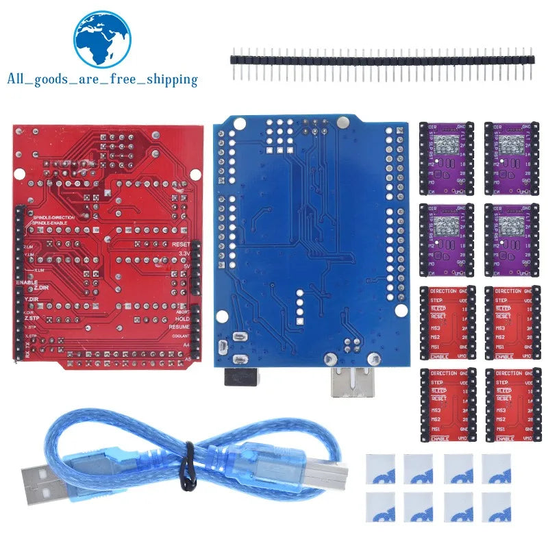 TZTUNO R3 Shield V3 Engraving Machine 3D Printe+ 4pcs DRV8825 Or A4988 Drive Expansion Board For Arduino With USB Cable