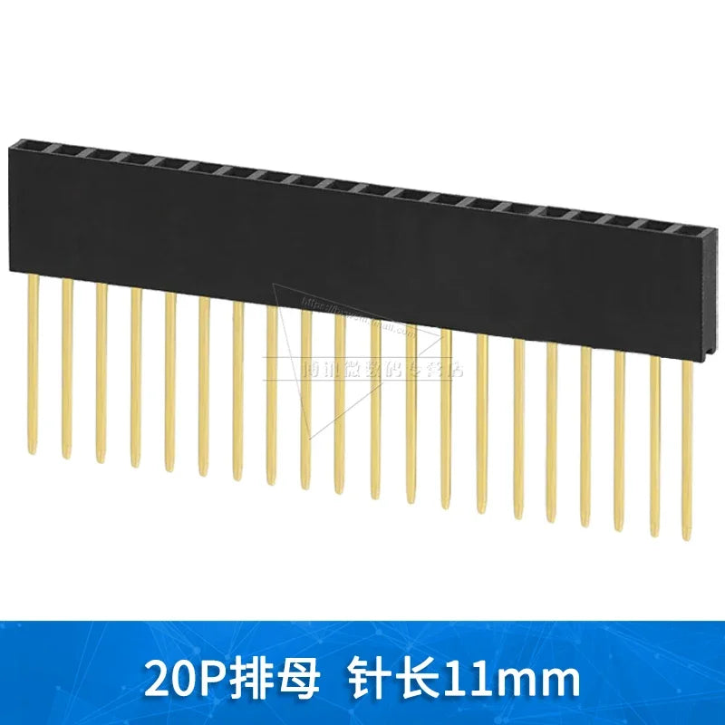 2.54mm Spacing Single Row Double Row Lengthened Female Header Pin Header Long Pin Socket 11mm Pin Length 2*2 3P 4P 5P 6P 8P