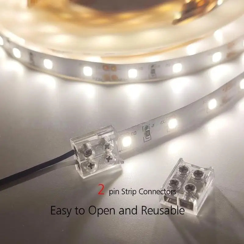 10Pcs Screw Fixing Solder-Free LED Strip Connector 2 Pin Quick Wire Connector For 8mm/10MM LED Light Strip Terminal Adapter