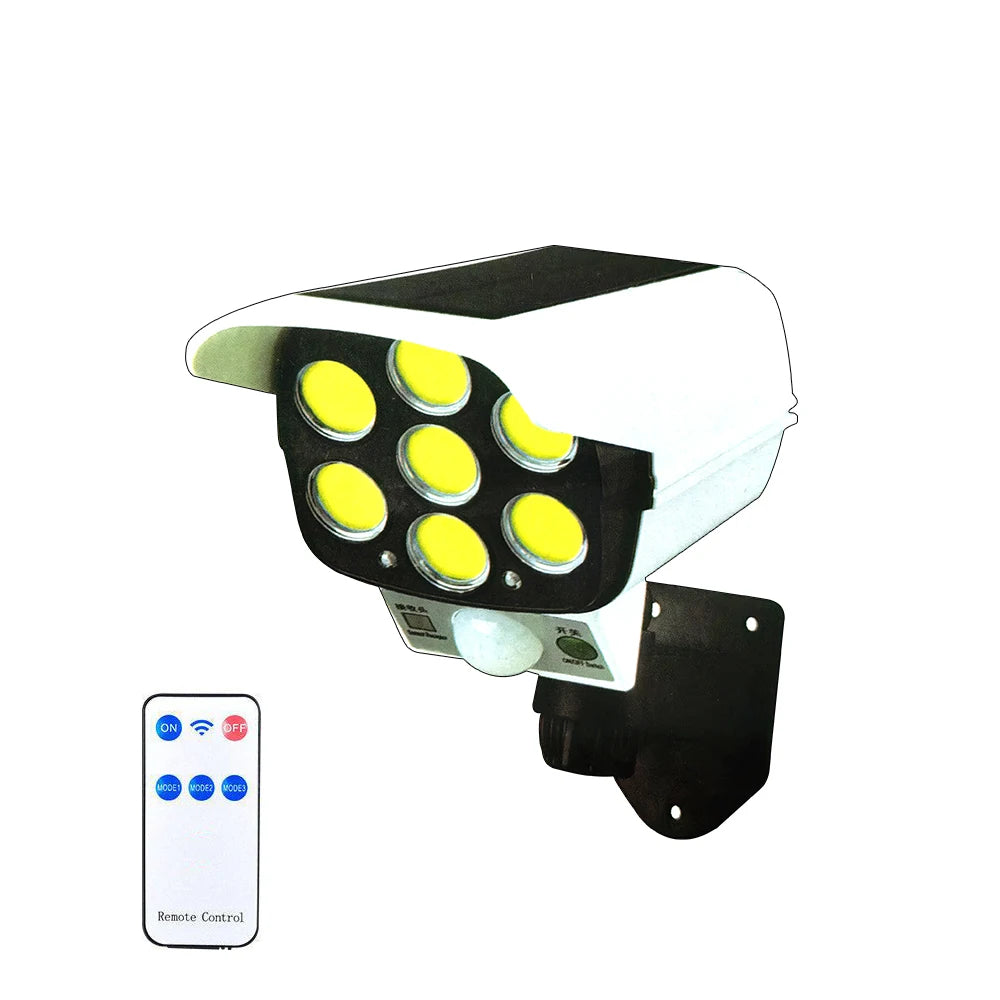 3 Modes Multi-angle Lighting High Simulation Camera Solar Surveillance Lights 77 LED/COB Outdoor Motion Sensor Wall Light