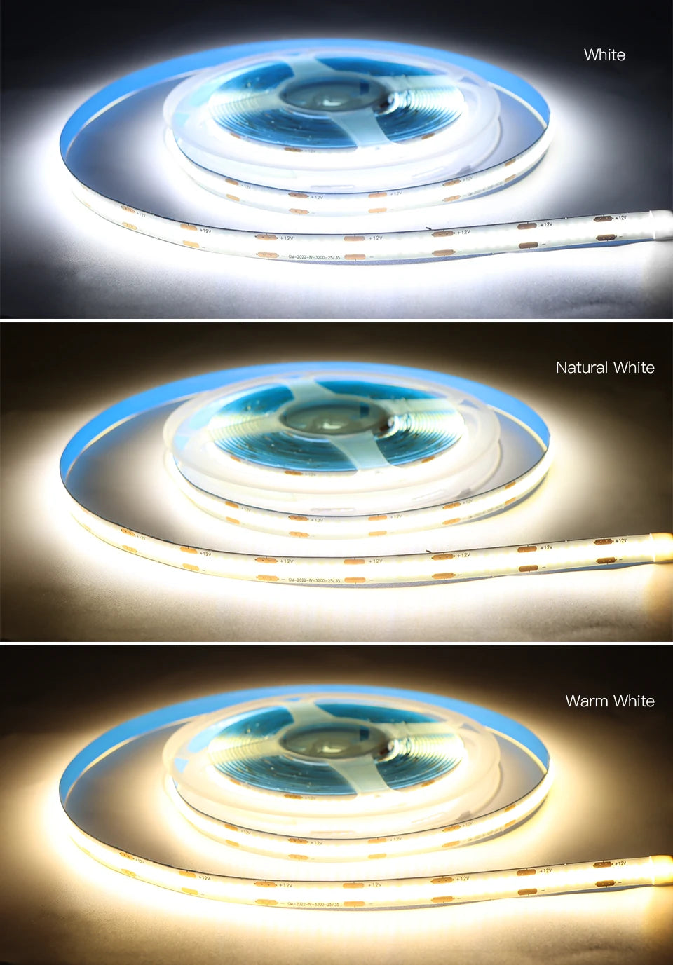Touch Dimmer and Hand Sweep Induction Switch Flexible COB LED Strip Light 12V 320 LEDs/M LED Light Tape Bedroom Kitchen Lighting