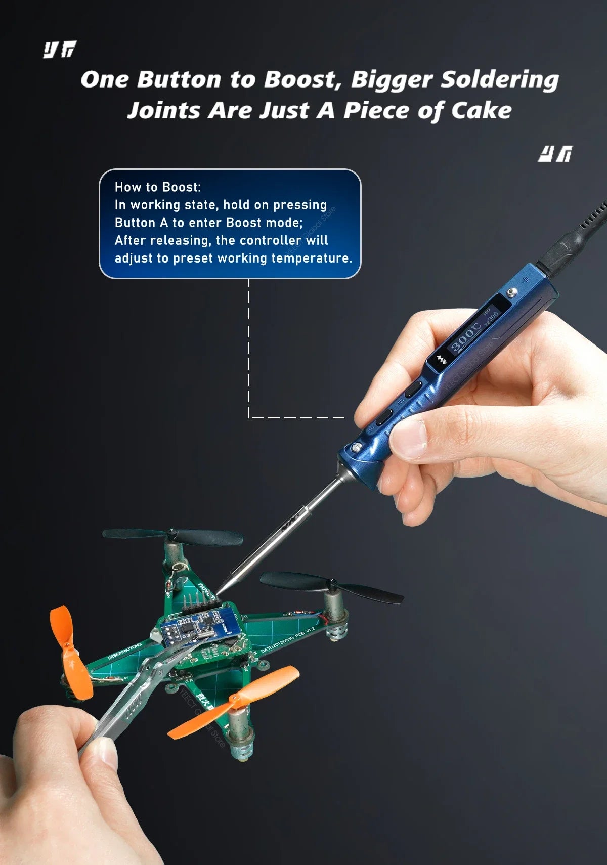 Original TS101 Soldering Iron 90W Mini Thermostat LCD Displays TS100 TS 101 Soldering Iron with PD Plug Tip Set Miniware