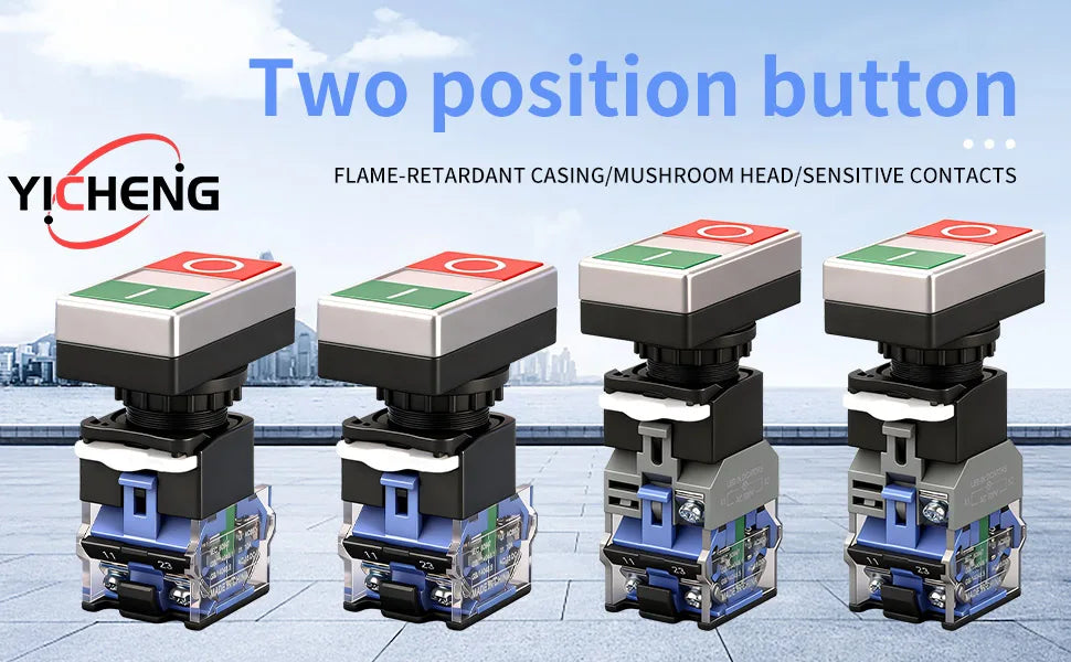 10Pcs 22MM Momentary Double Head Push Button with Signal Lamp On/Off Start/Stop,LED Light 12V 24V 110V 220V 380V optional
