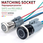 12 16 19 22 mm Metal Push Button Switch with Wire On Off PC Power Flat head 12v for Car Momentary Latching Fixed Blue 5V 220V
